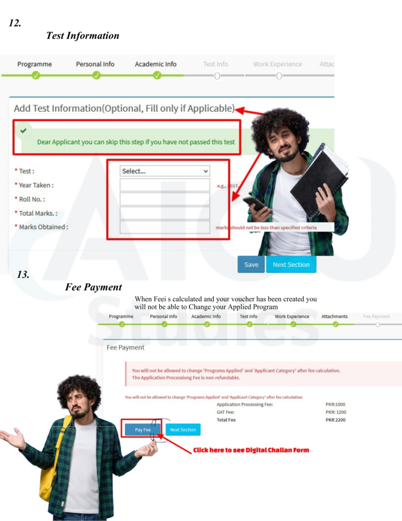 Student downloading a university fee challan from the online student portal to print and pay at the bank or via mobile app.